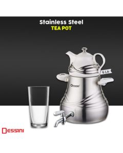 Dessini Stainless Steel Tea Pot 6 Ltr With Porcelain Pot
