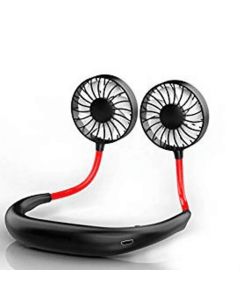 Lazy Neck Hanging Style Dual Cooling Fan - Portable with Usb Rechargeable Neckband Battery Operated Quiet for Office Room