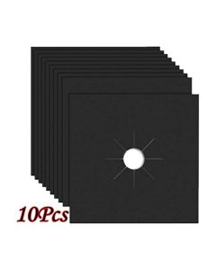 10Pcs Reusable Gas Range Stove Top Burner Protector Liner Cover For Cleaning