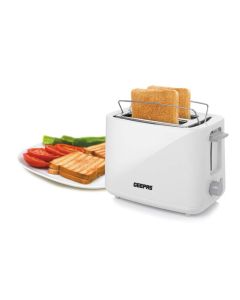 Geepas Bread Toaster & Bun Warmer 870W Stainless Steel 2 Wide Slots & Crumb Tray