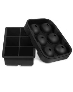 Sundix 2 Pack Square And Ball Ice Cube Tray Black