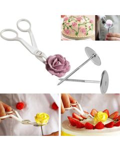 3 Pcs Piping Flower Scissors + Nail Icing Bake Cake Decorating Cupcake Pastry Tools