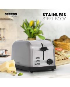 Geepas 850W 2-Slice Bread Toaster with Crumb Tray, Cord Storage, 7 Settings & Auto Centering