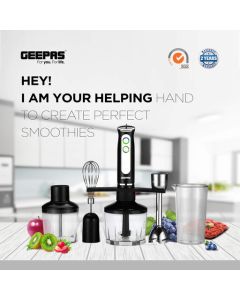 Geepas 600W Hand Blender – 8 Variable Speeds, Indicator Lights, Stainless Steel Blade