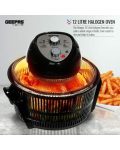 Geepas Turbo Halogen Oven 12L with Accessories - Ideal for Chicken Roast, Vegetables, Chips and more