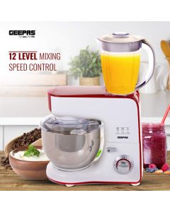 Geepas 5 in 1 Stand Mixer & Coffee Ingredients Grinder - 1000W with 5.5L Mixing Bowl for Food Cake Bread & Dough