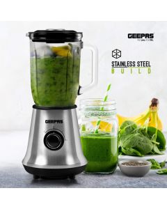 Geepas 700W Glass Jug Food Blender Smoothie Maker- Powerful Copper Motor Jug Blender & Ice Crusher