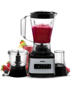 Geepas 3 in 1 Food Jug Blender with 1.5L Jar - Stainless Steel Blades with 8 Speed