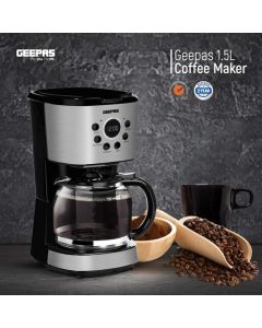 Geepas 1.5L Filter Coffee Machine - 800W Coffee Maker with Boil-Dry Protection, Anti-Drip Function, Automatic Turn-Off Feature (Standard)