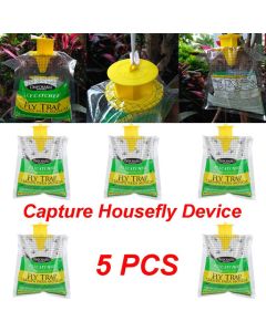 5 Pcs Disposable Fly Trap Catcher Fly Catcher Insect Trap Hanging Style Pest Control