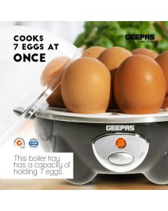 Geepas 3 in 1 Egg Boiler, Poacher and Electric Omelette Maker - up to 7 Egg Capacity