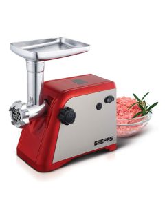 Geepas 1600W Meat Grinder Electric Aluminum Gearbox, 3 Metal Cutting Plates with Accessories