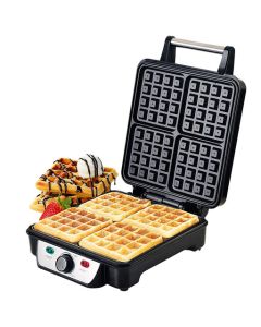 Geepas Belgian Waffle Maker Machine Large 4 Slice Non Stick Iron Press 1100W