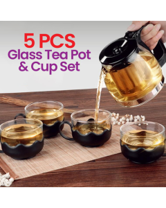 Desssini 5 Pcs Glass Tea Pot & Cup Set