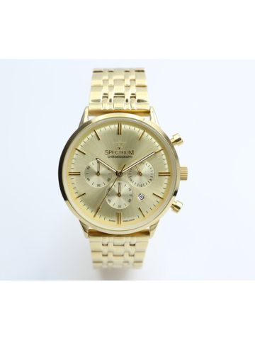 Multidimensional Stainless Steel Men's Gold Watch - S12511M-1