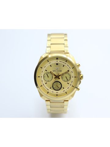 Multidimensional Stainless Steel Men's Gold Watch - 12555M-1