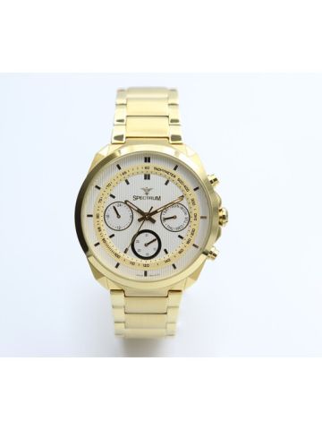 Multidimensional Stainless Steel Men's Gold Watch - 12555M-2