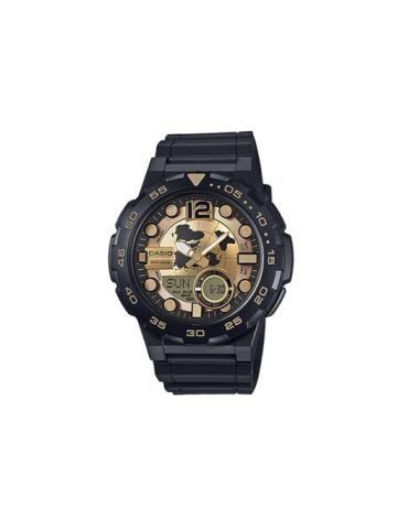 Casio Men's 3D Dial Quartz Resin Watch, Black  AEQ100W-1AV
