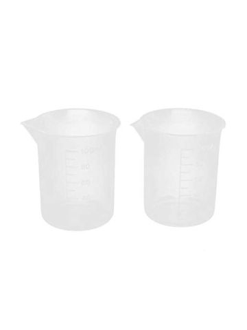 100 Ml Graduated Beaker Clear Plastic Measuring Cup for Lab 2 Pcs