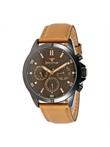 Spectrum Beige Leather Band  Wrist Watch 25156G-4