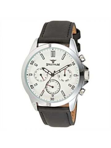 Spectrum Black Leather Band  Wrist Watch 25156G-6