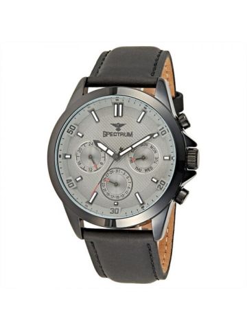 Spectrum Black Leather Band  Wrist Watch 25156G-7