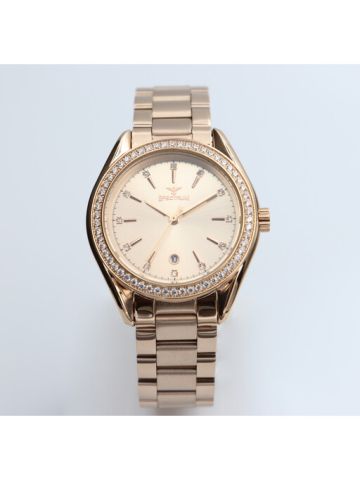 Multidimensional Stainless Steel Women's Rose Gold Watch - S25167L-8