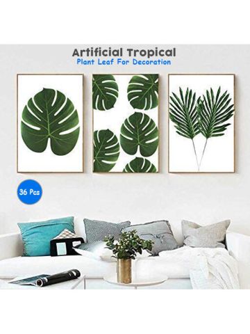 Artificial Tropical Plant Leaf For Decoration, 36 Pcs