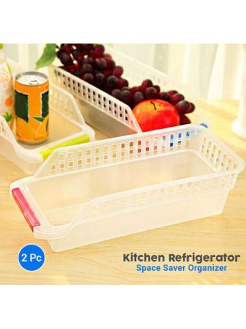 2 Pc Kitchen Refrigerator Space Saver Organizer Slide Shelf Rack Rack Storage