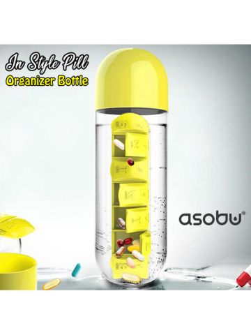Asobu In Style Pill Organizer Bottle Yellow