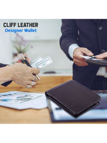 Cliff Leather Collection Designer Wallet Dark Brown 128B