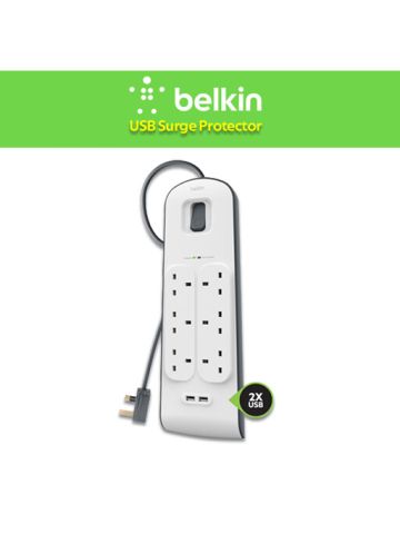 Belkin- Surge Protector 6-Outlet 2 USB 2.4A