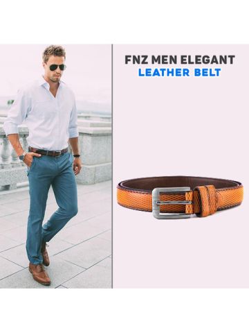 Fnz Men Elegant Leather Look Belt (Brown)