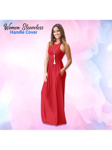 Women Sleeve Less Red Maxi Large Size (L)
