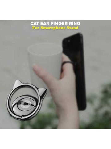 Baseus Cat Ear Finger Ring Holder 360 Degree Mobile Phone Grey
