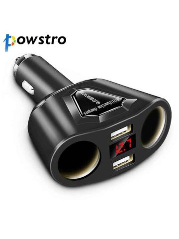 3.1A Dual USB Car Charger With 2 Cigarette Lighter Sockets 120W Power