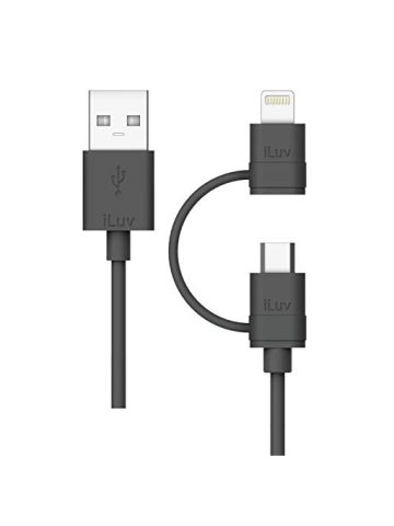 iLuv 2-in-1 Lightning Cable With Micro USB, Black