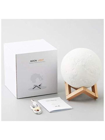 Moon Lamp 3D Print Moon Light 3 Colors Tap Control Rechargeable Home Decorative Night Light 15 Cm