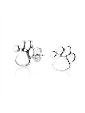 Bling Jewelry Polished Paw Print Stud Earrings 925 Sterling Silver 10mm