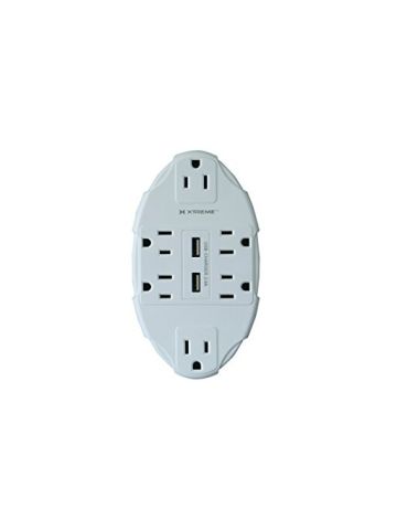 Xtreme XWS8-0106-WHT 6 Outlet Wall Tap With 2 USB Ports Power Distribution Unit, White