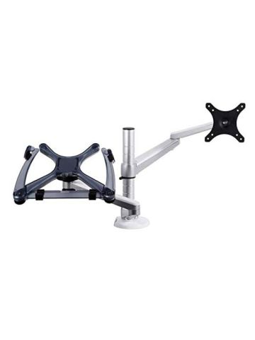 Oa-7 X Multimedia Desktop Dual Arm 25 Inch Lcd Monior Holder Plus Laptop Holder Stand Table Full Motion Dual Monitor Mount Arm Stand