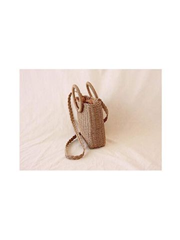 Y&D INS Style Handbag, Inclined Hand-held Beach Knitting Bag, Straw Knitting Bag, Commuter Bag B07Q48T5W2