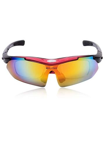 Wolfbike Brand Uv400 Men/ Women Coating Polarized Sunglasses Safety Eyewear Goggle For Riding-Red