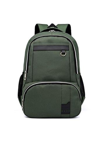 Y&D Student's Bag Plain Style Zipper Preppy Large Capacity Chic Solid Color School Backpack Green