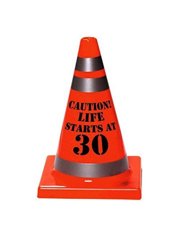 Amscan Sleek Traffic Cone Designed Hat With Caution Life Starts At 30 Print