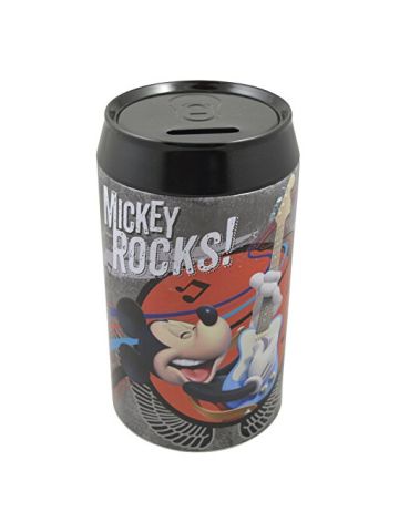 Disney Mickey Mouse Rocks Large Tin Coin Piggy Bank - Black