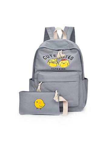 Y&D Student's 2PC Bag Unique Cartoon Pattern Zipper Preppy Chic Bagpack Set Grey Color B07NDY65W6