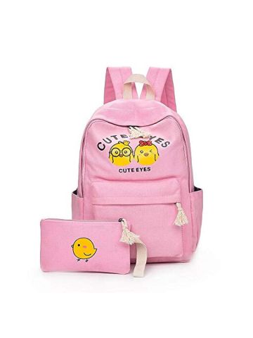 Y&D Student's 2PC Bag Unique Cartoon Pattern Zipper Preppy Chic Bagpack Set Baby Pink Color B07NDYGBWW