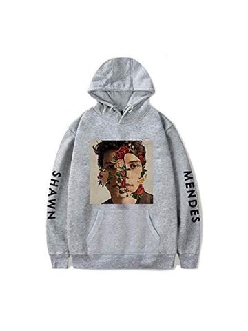 Shawn Mendes Fashion Sweatshirt Round Collar Oversize Hoodie Printing Casual Top Grey