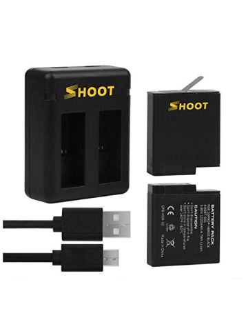 Shoot 2 Pcs Battery and Dual Port Battery Charger